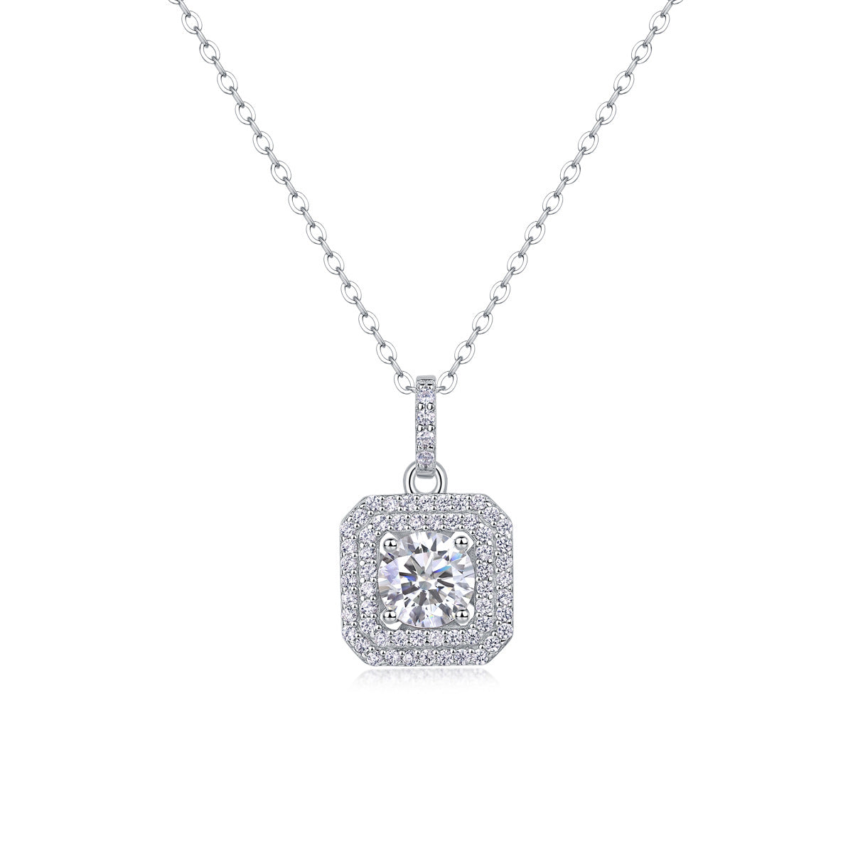 Collier pendentif géométrique en moissanite et argent sterling