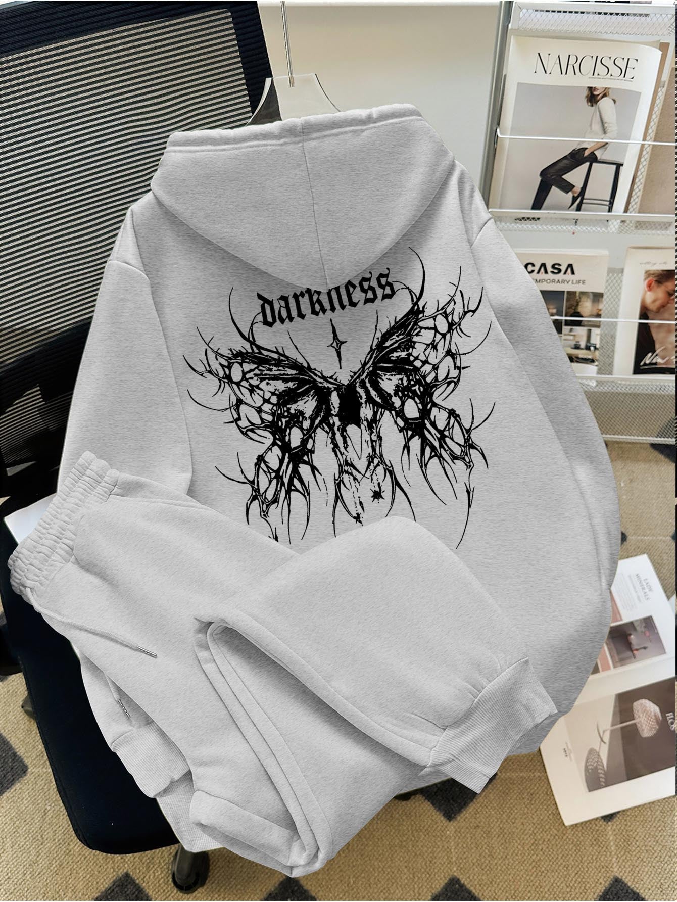 Habit :Sweat à capuche imprimé gothique