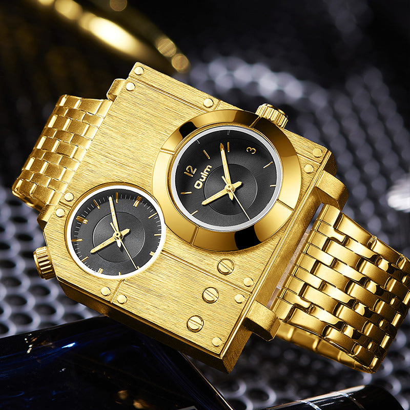 Montre pour hommes de style punk étanche à quartz avec bracelet en acier inoxydable