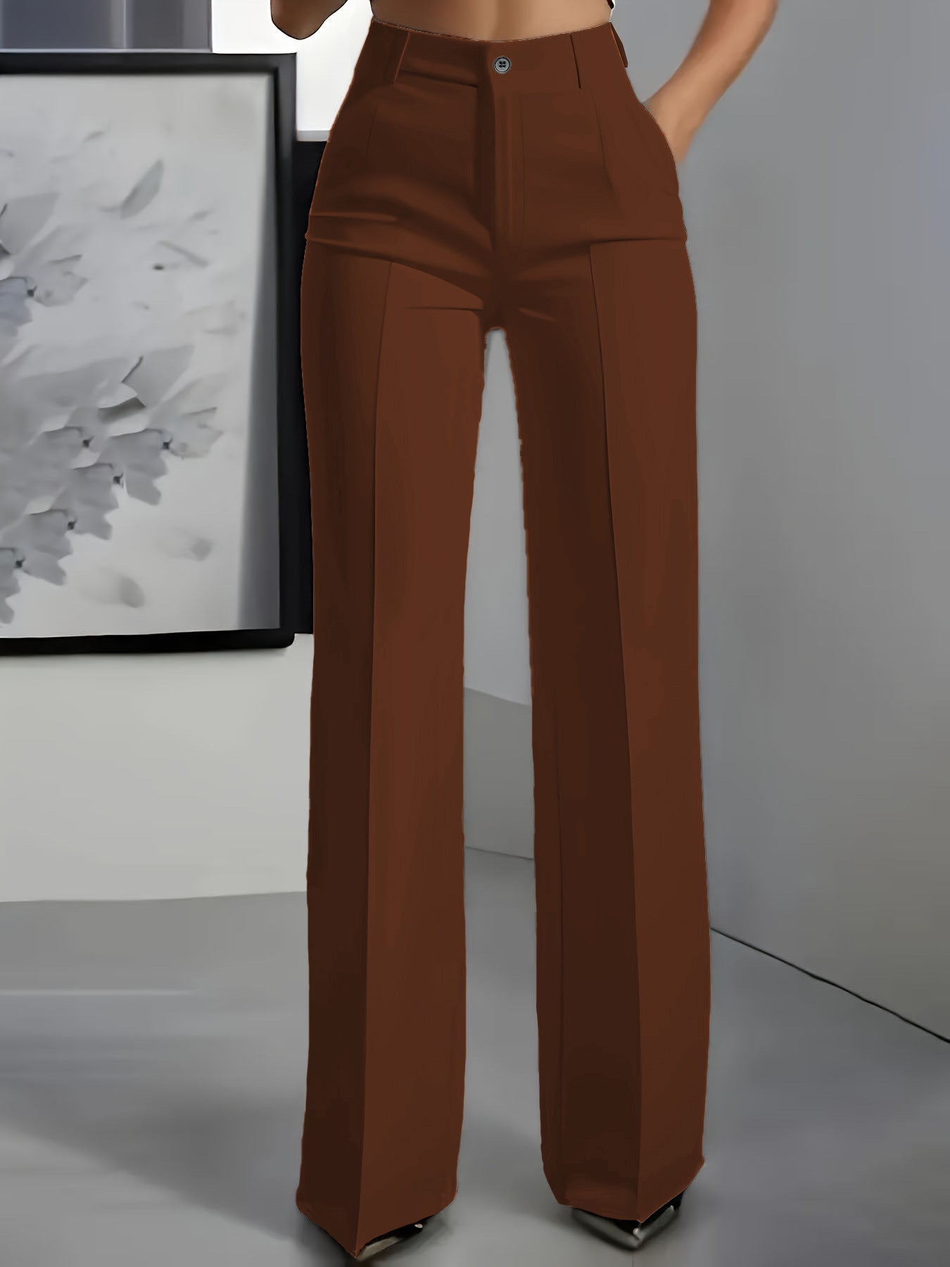 Pantalon droit taille haute