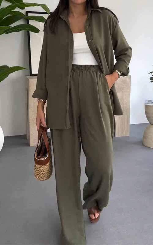 Ensemble deux pièces pour femmes avec pantalon large décontracté