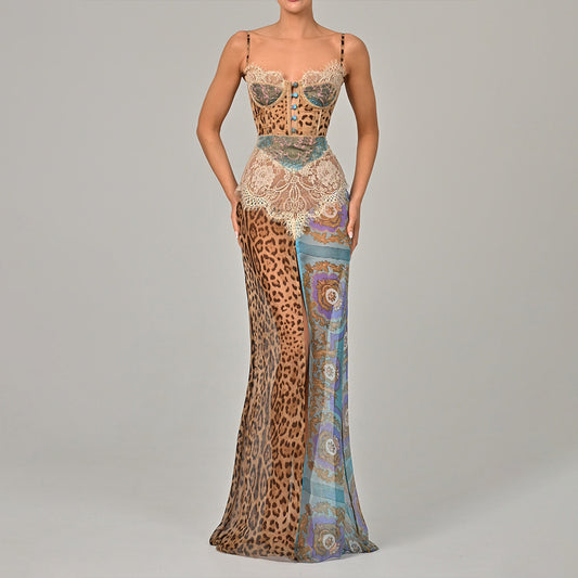 Robe en chiffon sans bretelles