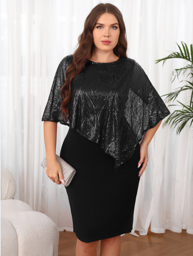 Robe grande taille à empiècements perlés