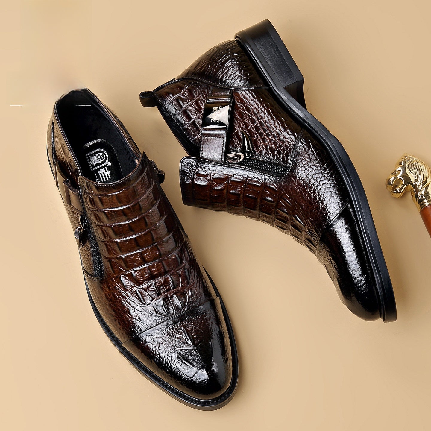 Bottes Chelsea décontractées en cuir véritable doublé de molleton