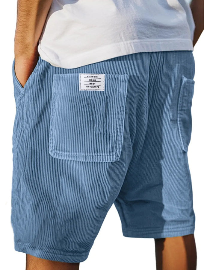 Shorts en velours côtelé vintage pour hommes avec plusieurs poches