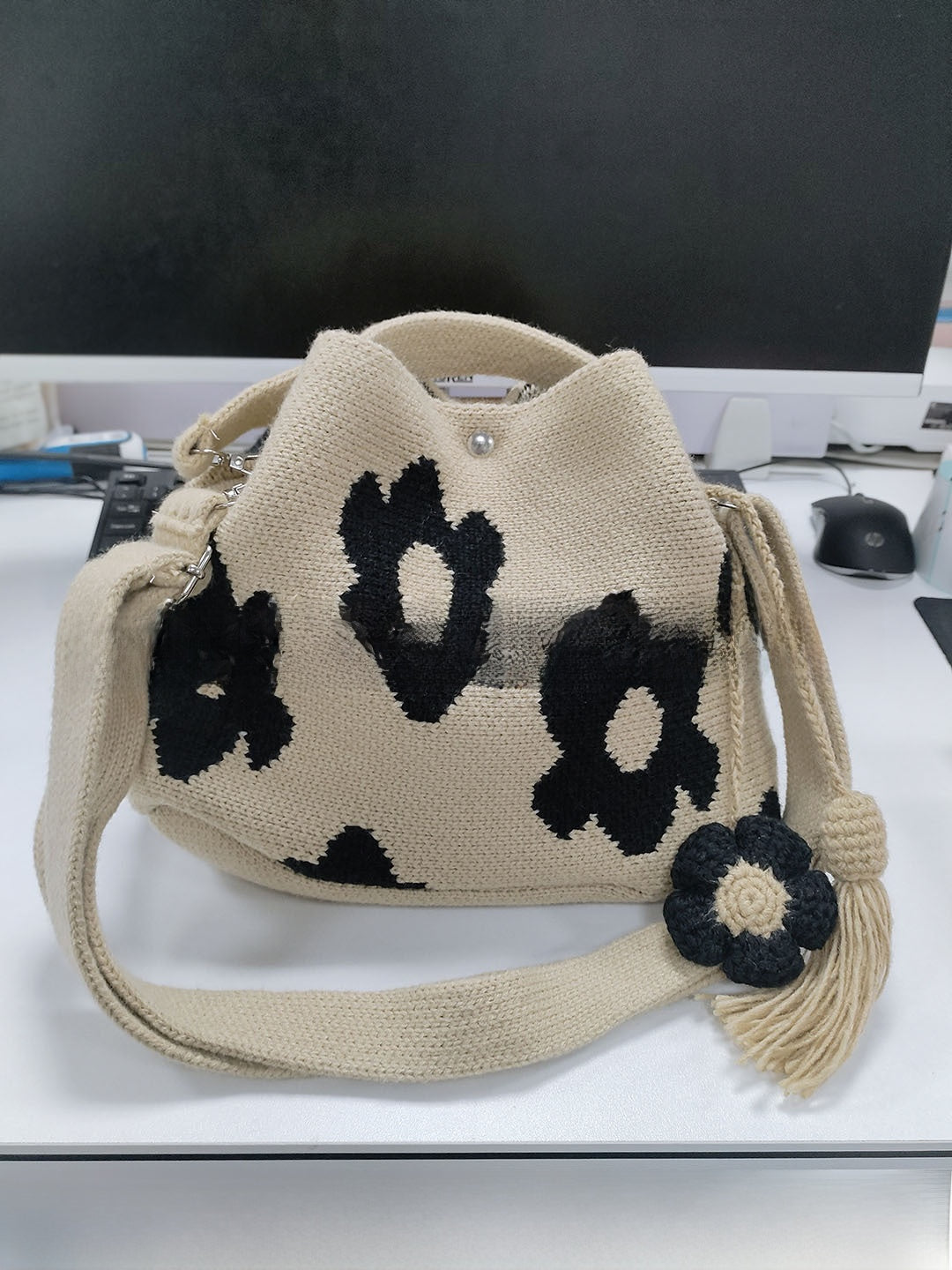 Sac fourre-tout floral au crochet fait main