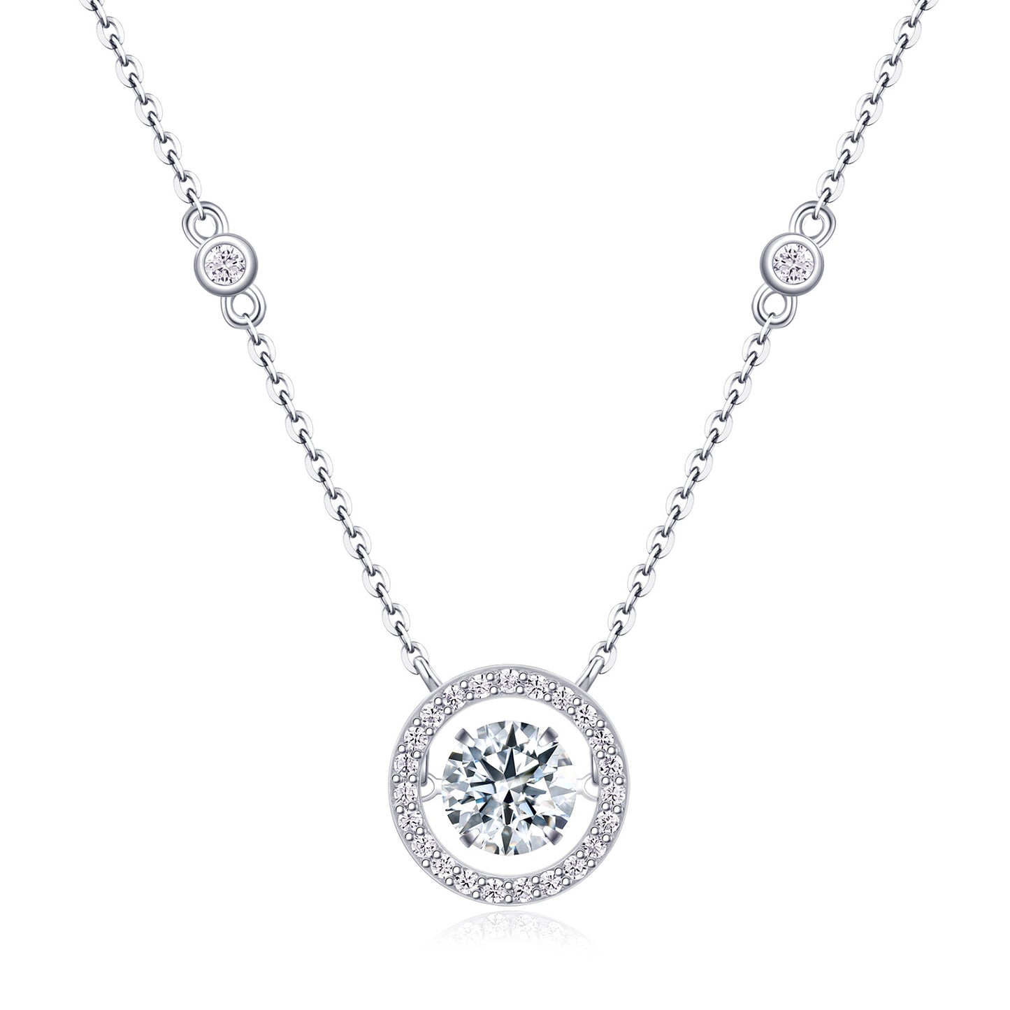 Collier pendentif géométrique en moissanite et argent sterling