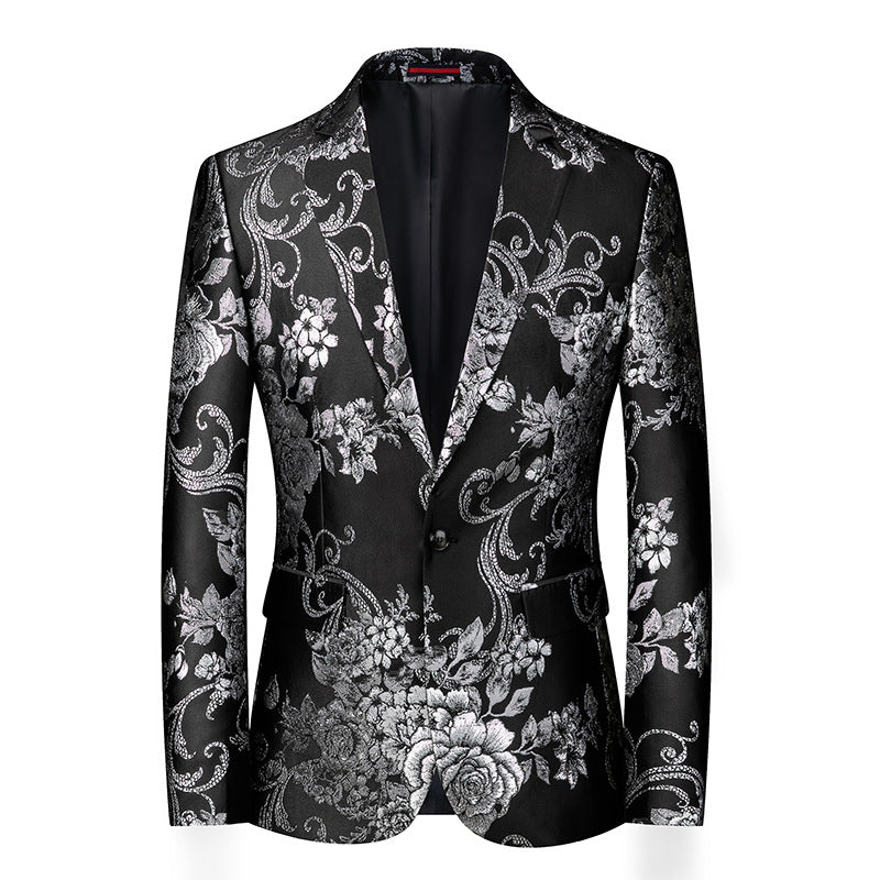 Veste de costume pour homme à imprimé floral coupe ajustée