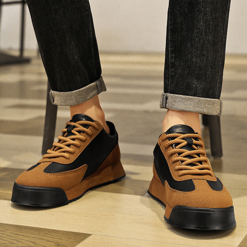 Chaussures décontractées en cuir à semelle épaisse