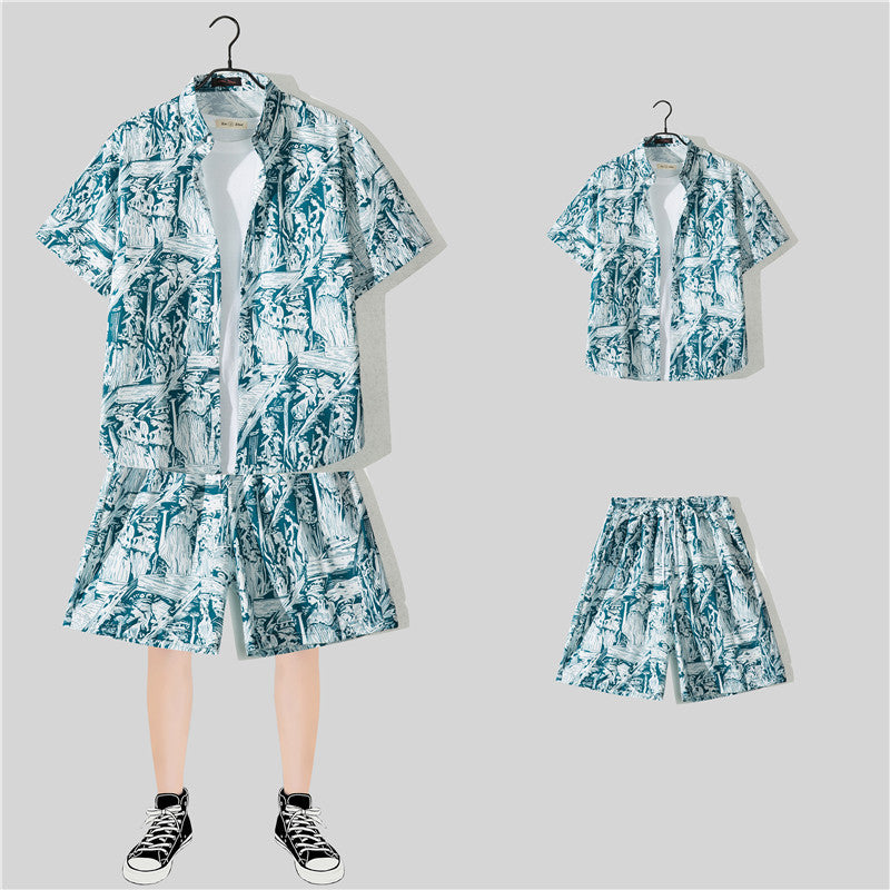 Habit :Ensemble chemise à manches courtes à fleurs