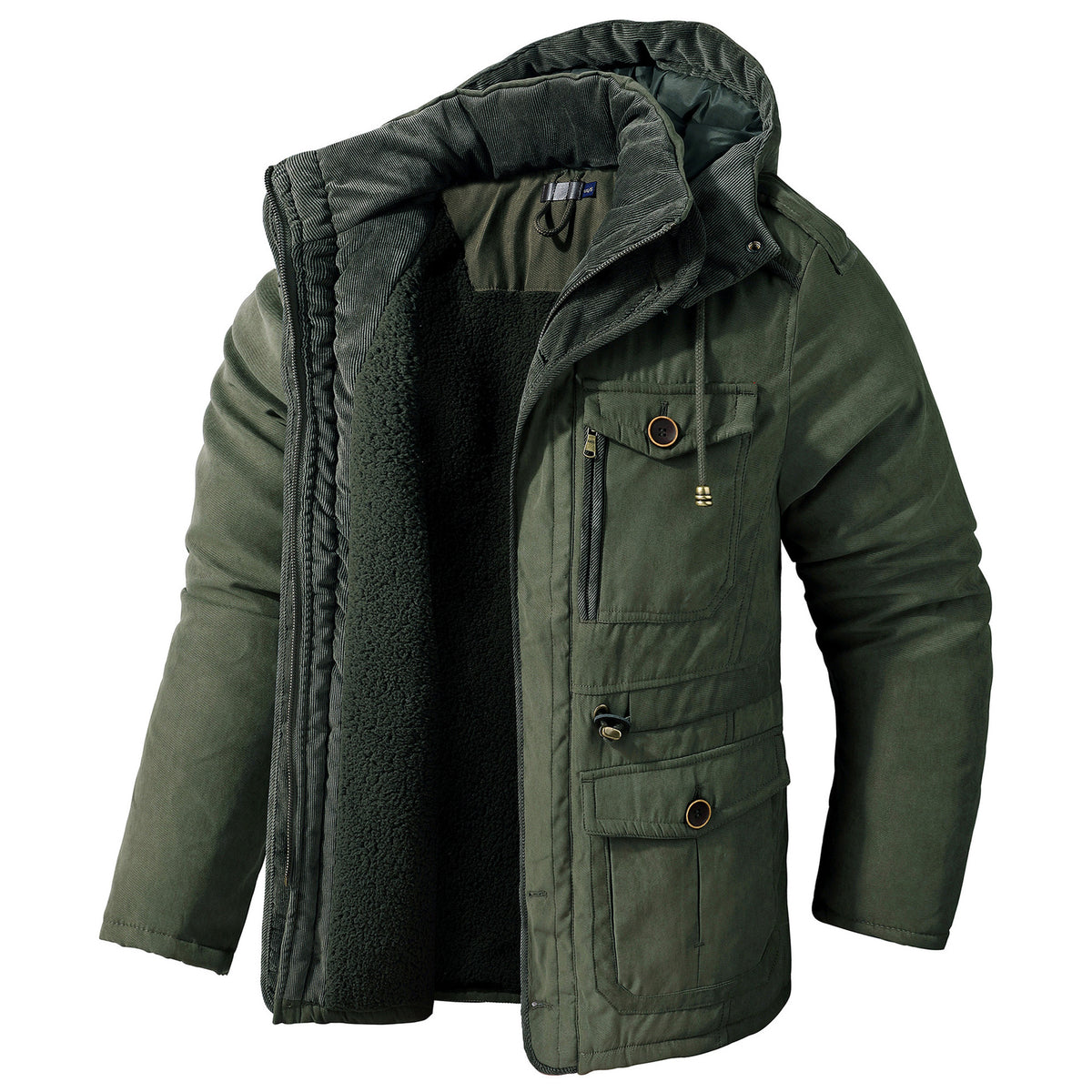 Veste en coton à capuche pour homme avec poches multiples