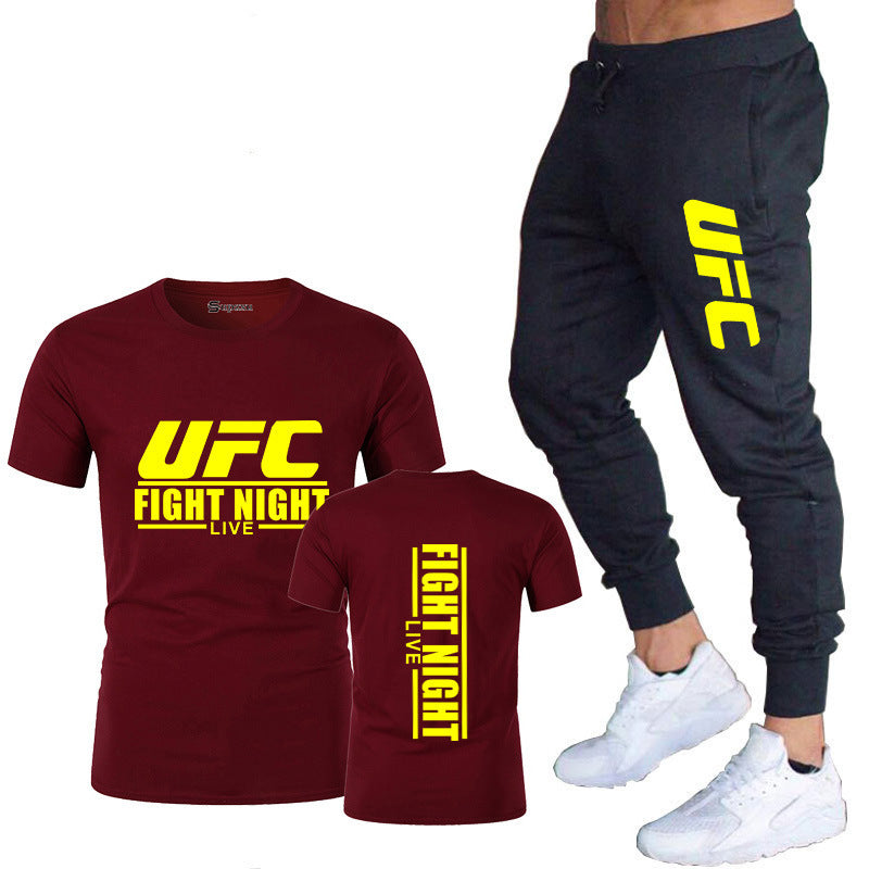 Ensemble de vêtements de sport pour hommes comprenant un t-shirt en coton et un pantalon