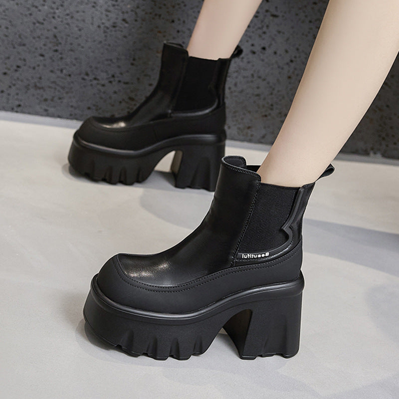 Bottes Martin à semelle épaisse style britannique pour femmes