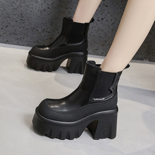 Bottes Martin à semelle épaisse style britannique pour femmes