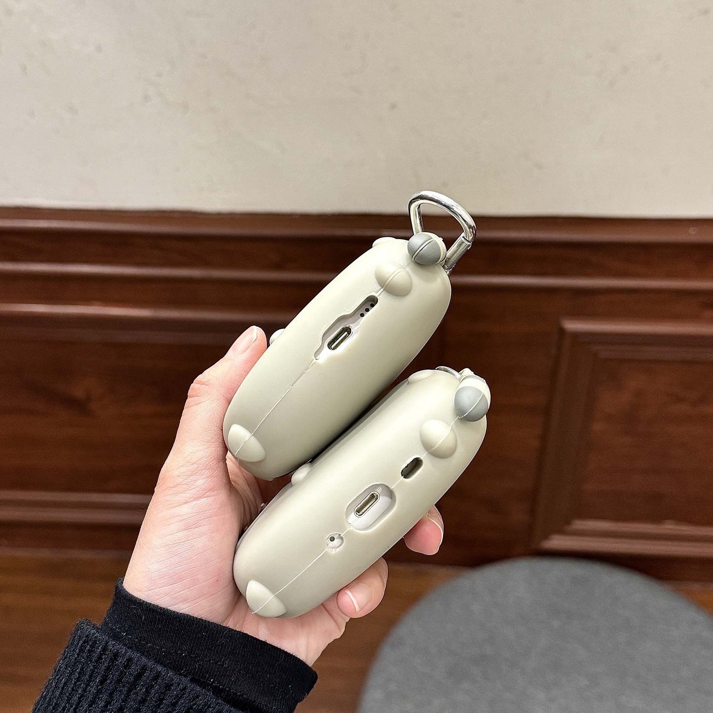 Étui de protection pour AirPods avec mousqueton et motif chat de dessin animé