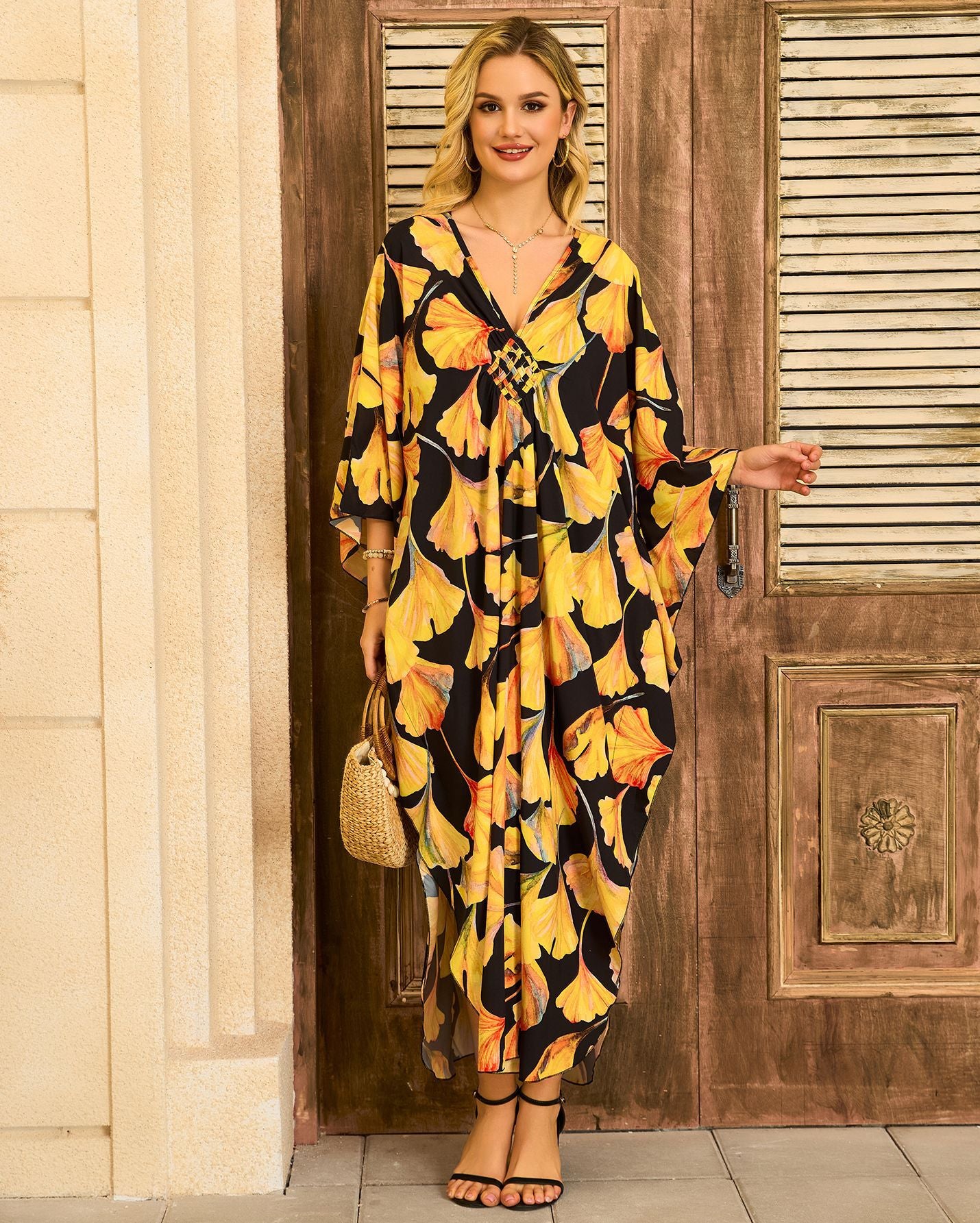 Robe de plage à encolure en V tissée