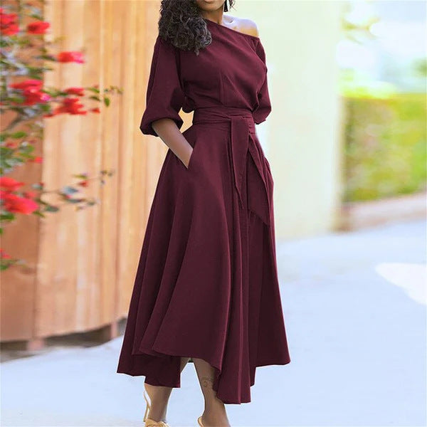 Robe unie asymétrique