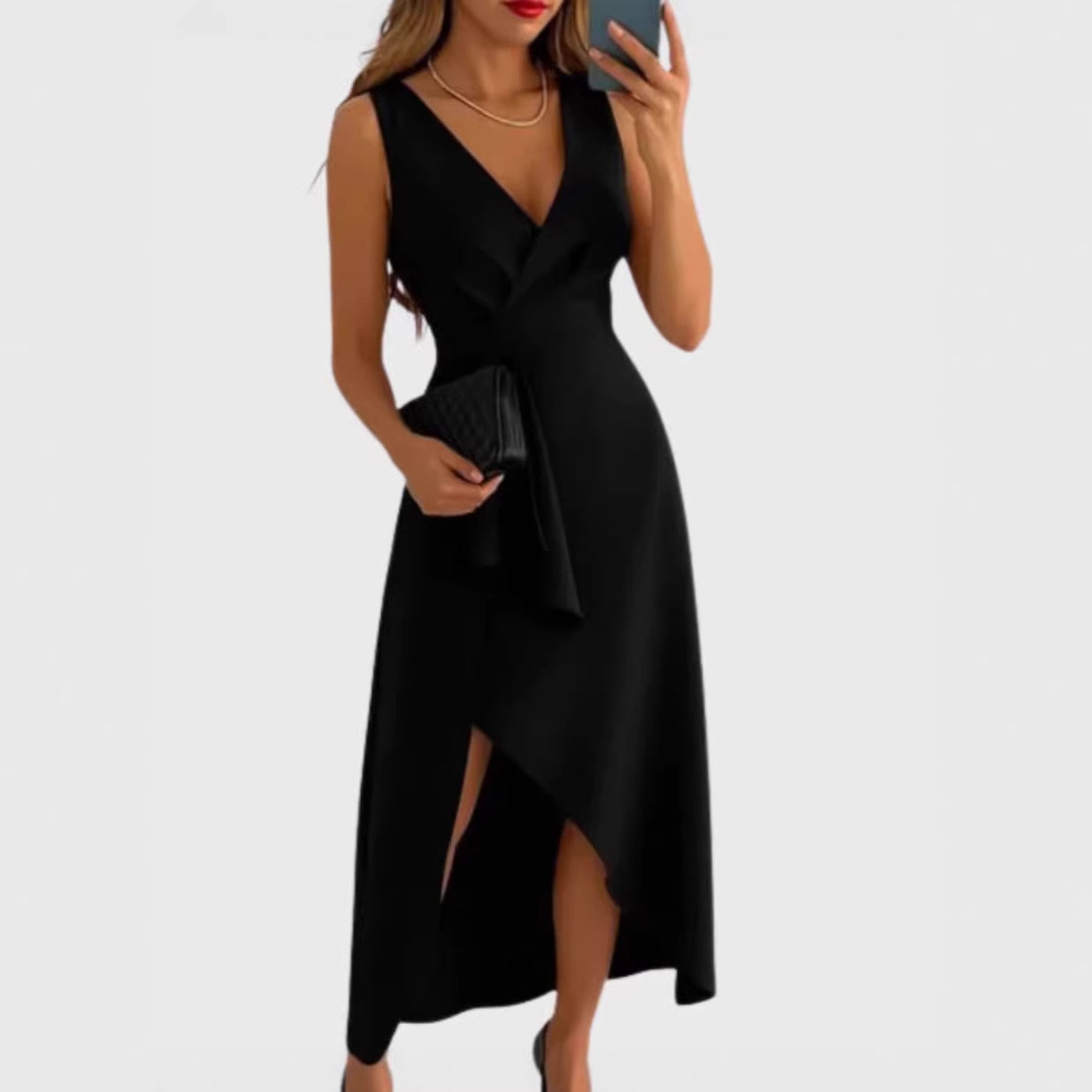 Robe sans manches élégante à plis