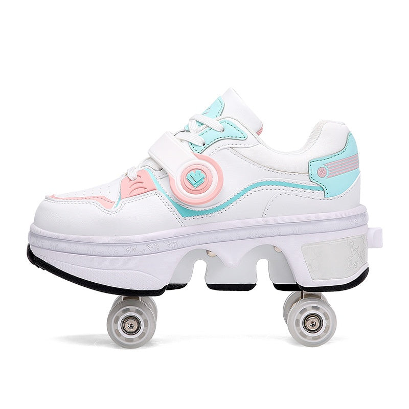 Chaussures de patin à roulettes transformables avec lumières LED