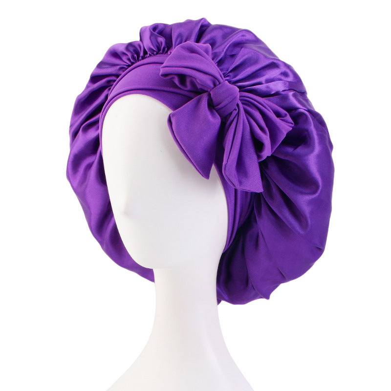 Bonnet de nuit en satin avec ruban élastique