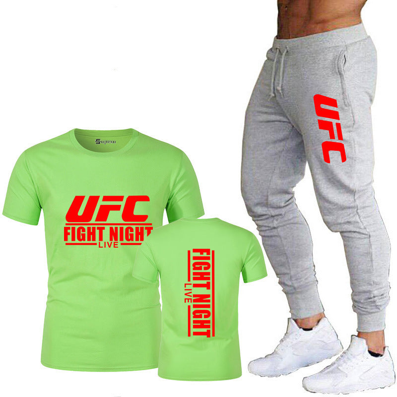 Ensemble de vêtements de sport pour hommes comprenant un t-shirt en coton et un pantalon