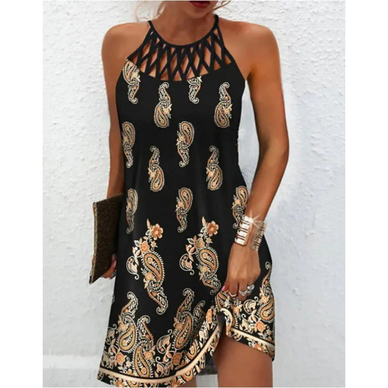 Robe pour femmes à imprimé floral avec col licou