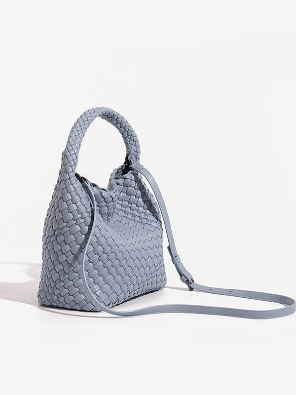 Sac fourre-tout bandoulière en cuir PU tissé