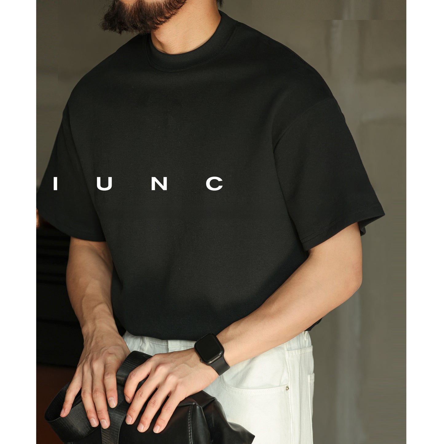T-shirt en mélange de coton lourd avec col mi-haut