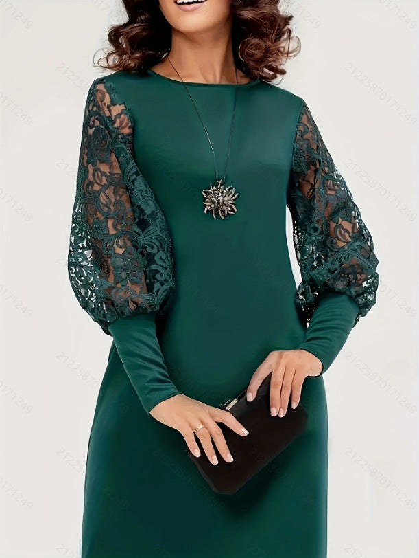 Robe élégante à manches en dentelle et style lanterne