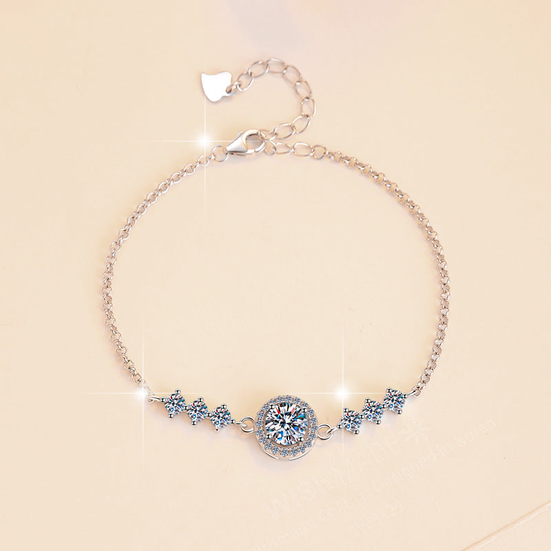 Ensemble de bijoux en argent sterling avec moissanite en forme de cercle géométrique