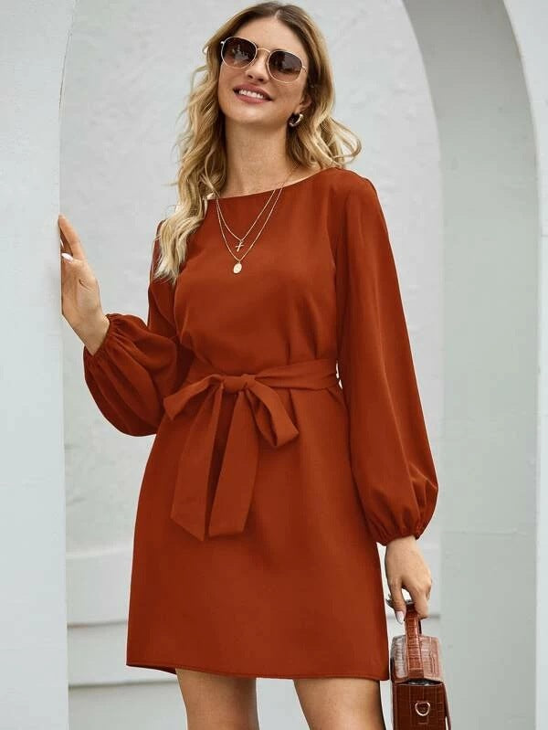 Robe en maille unie mi-longue pour femmes