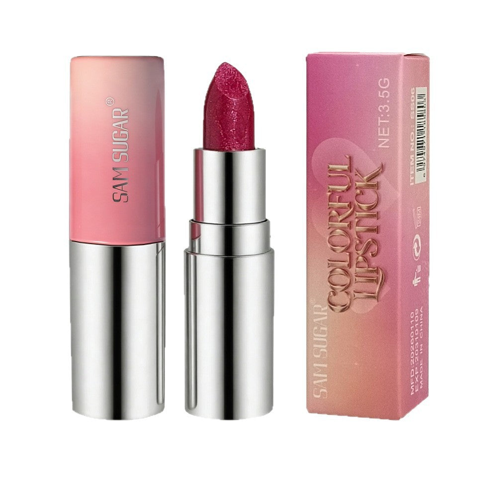 Rouge à lèvres nacré dégradé à 6 couleurs avec de fines paillettes