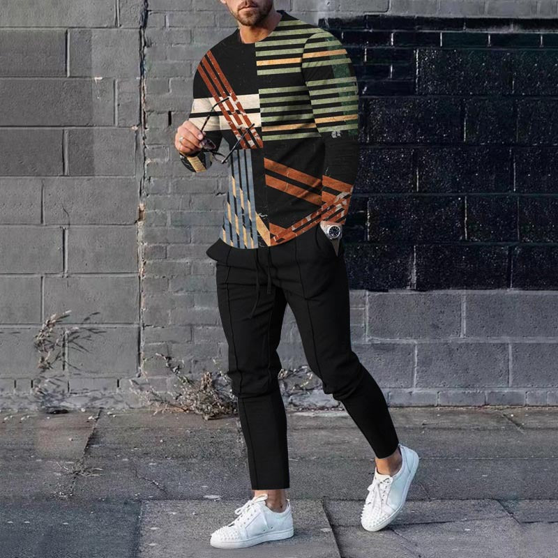 Ensemble pull et pantalon de survêtement décontracté pour homme, imprimé 3D