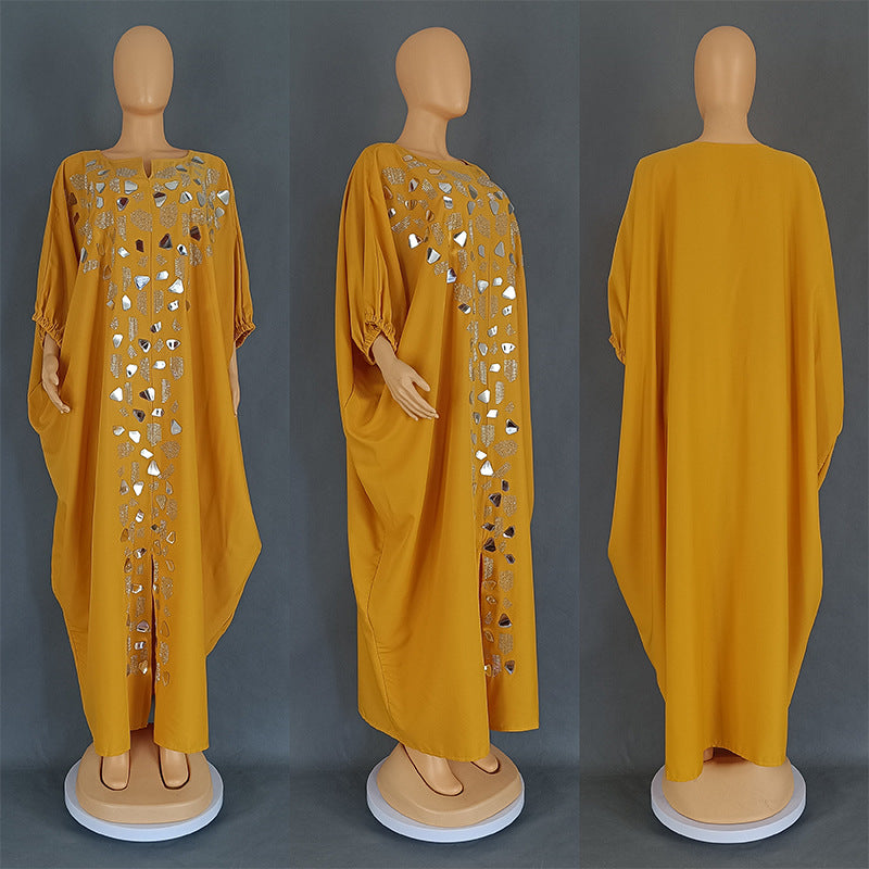 Habit :Robe ample à empiècements brodés pour femme
