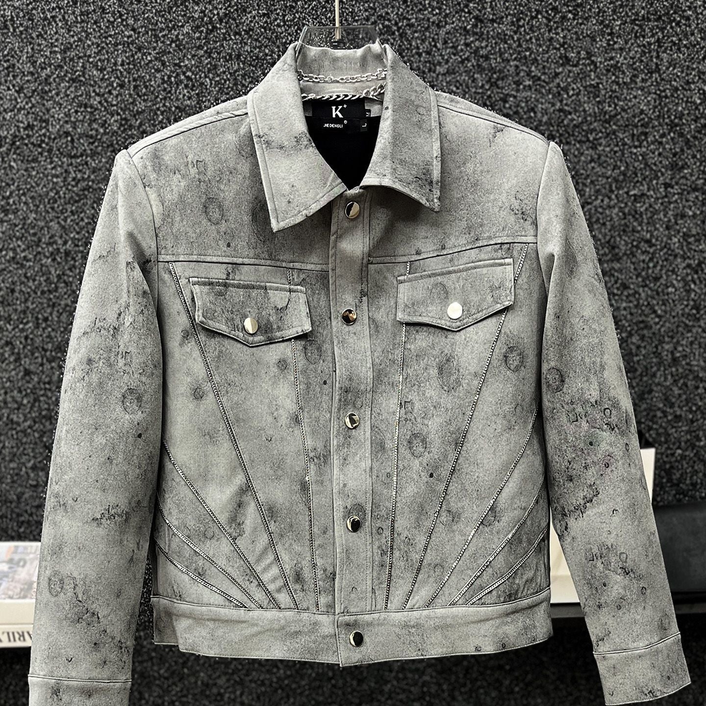 Veste courte rétro tie-dye pour hommes