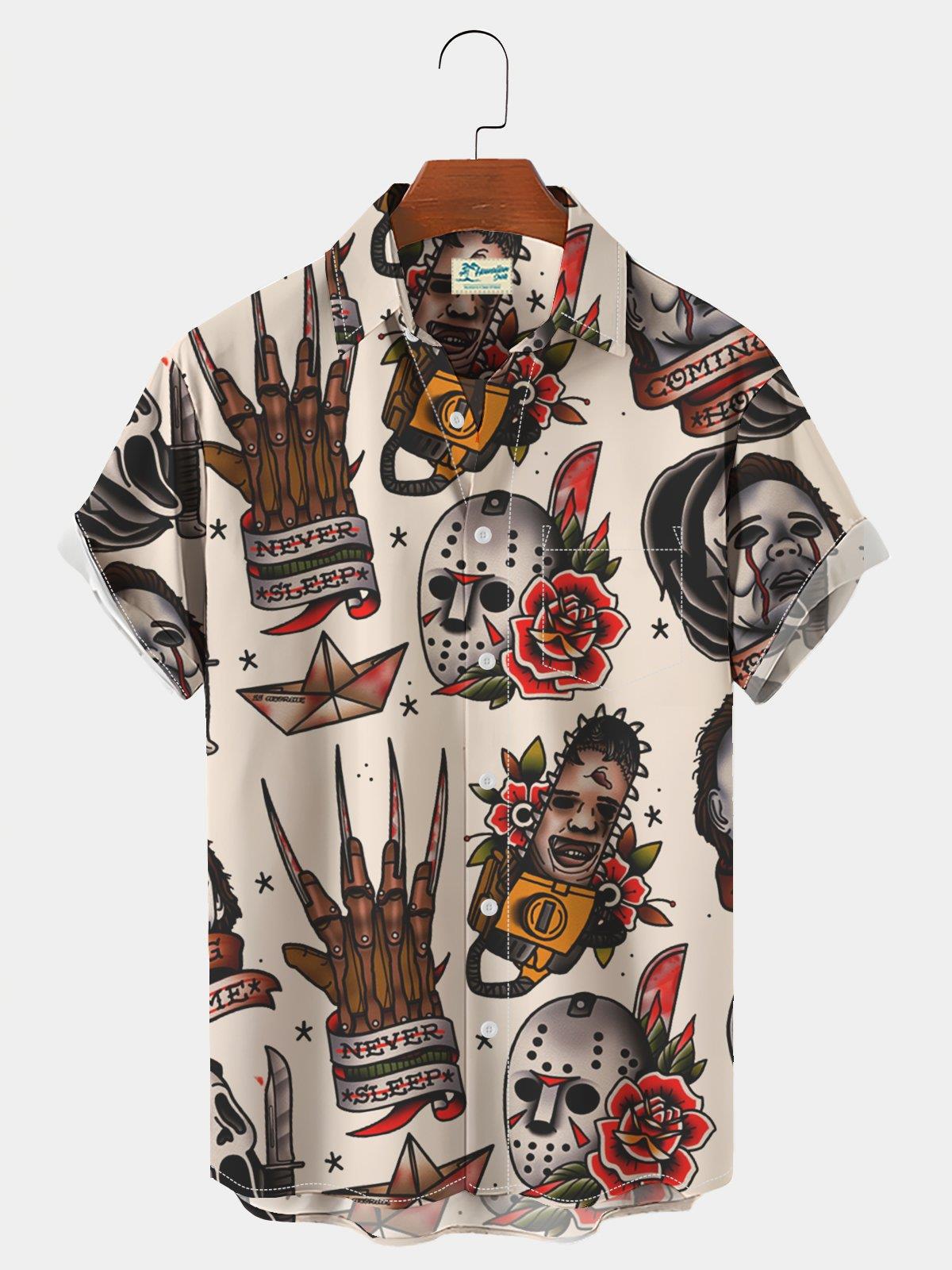 Chemise vintage pour homme à manches courtes