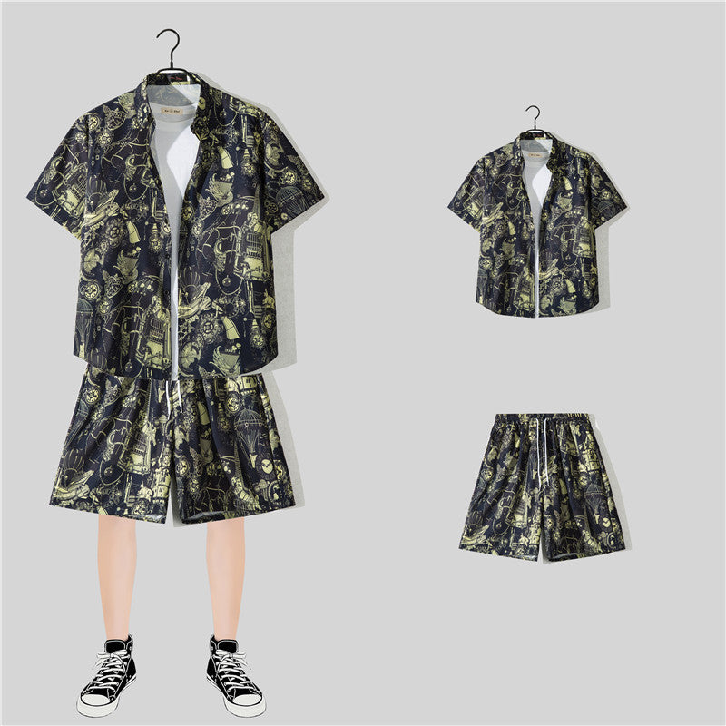 Habit :Ensemble chemise à manches courtes à fleurs
