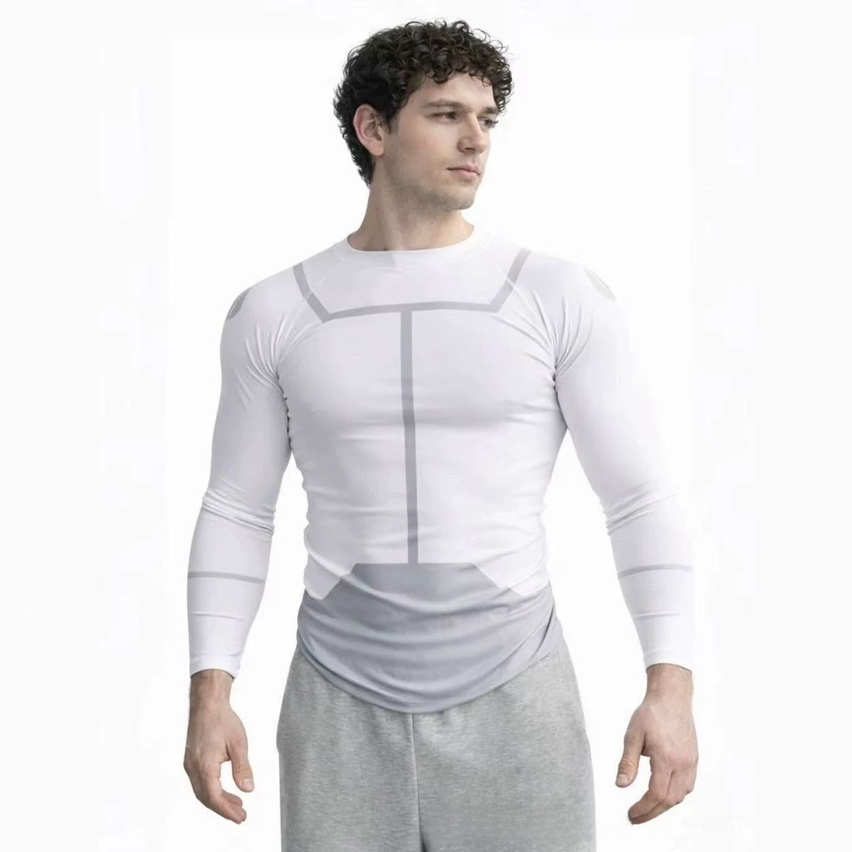 T-shirt à manches longues à séchage rapide avec imprimé géométrique