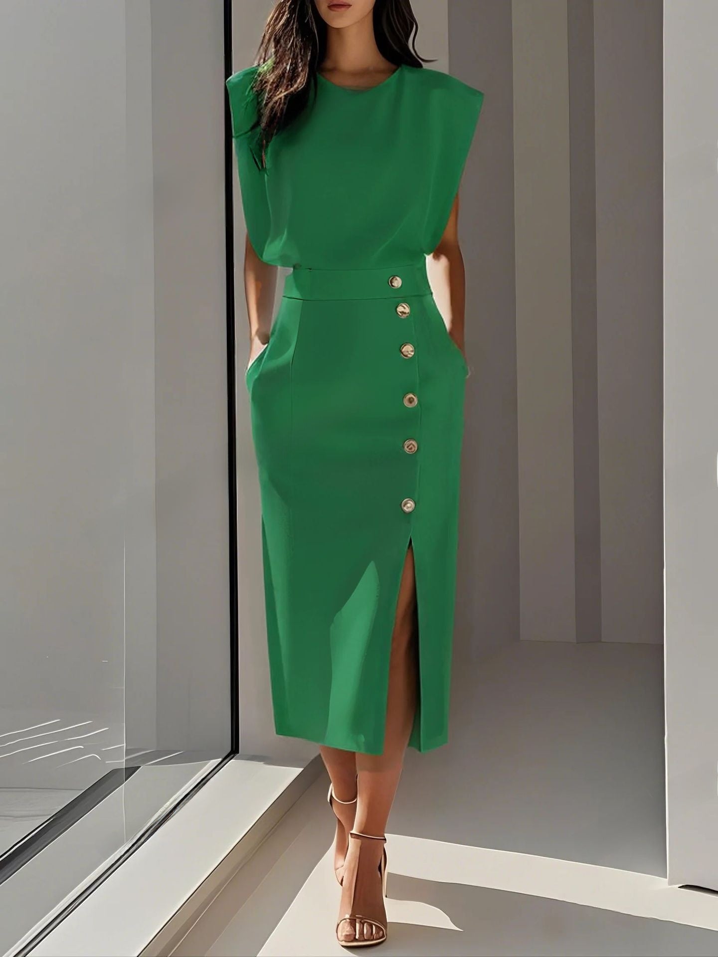Robe d'été unie pour femmes