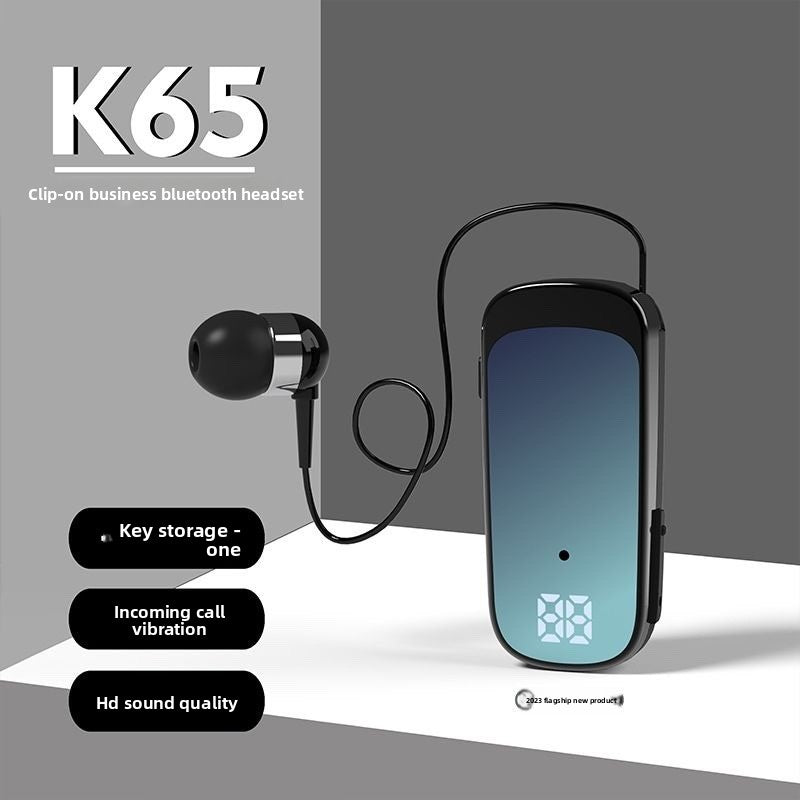 Écouteur Bluetooth rétractable à clip avec affichage numérique