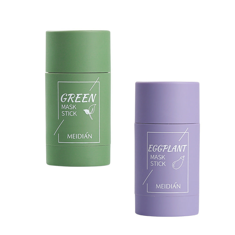 Masque nettoyant solide pour le visage à l'aubergine et au thé vert