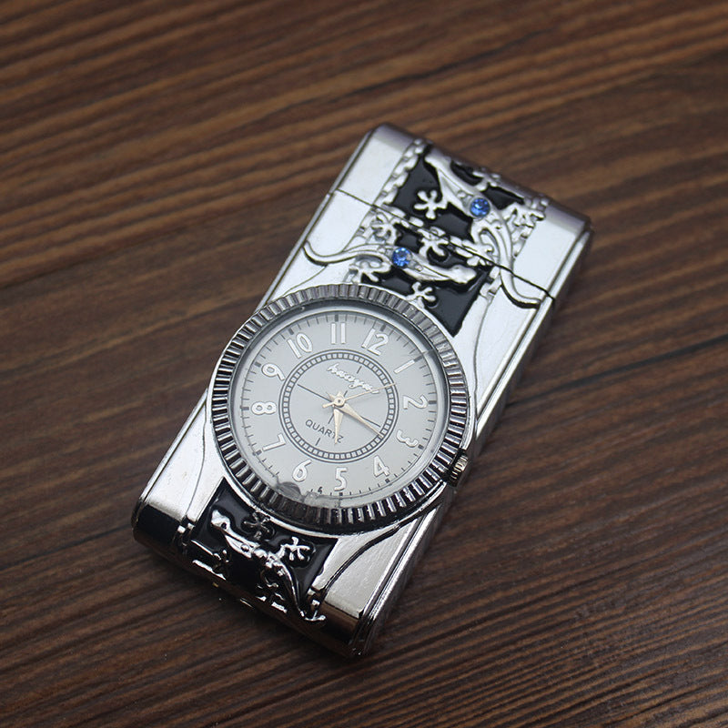 Briquet montre en métal créatif avec lumière LED