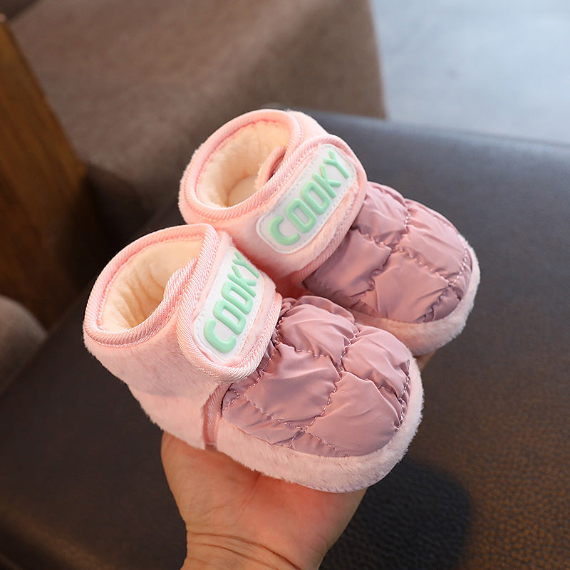 Chaussures pour bébé à semelle souple et doublure polaire