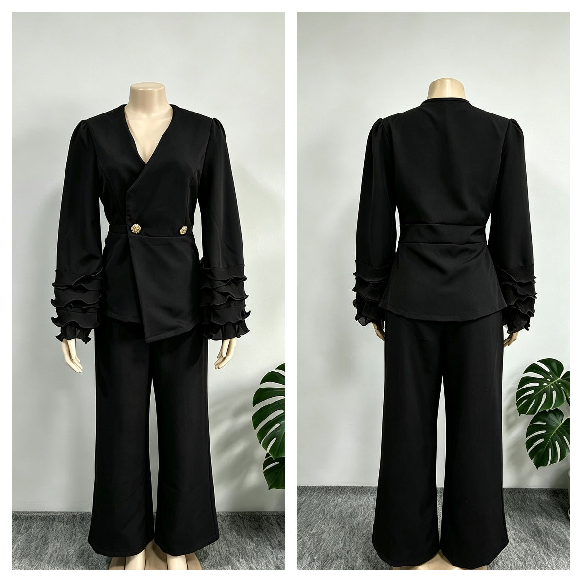 Habit :Tailleur de cérémonie pour femme avec ornement en dentelle