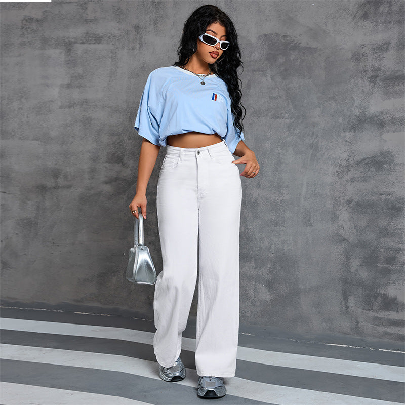 Jean taille haute à jambes larges