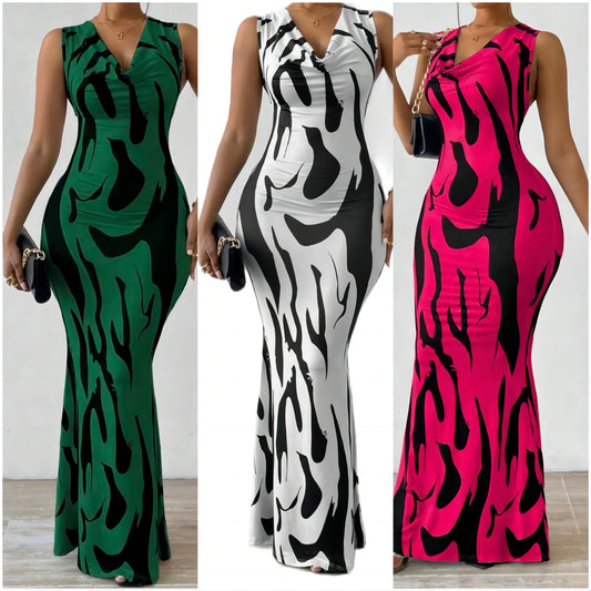 Robe-pull à col en V pour femmes avec impression 3D