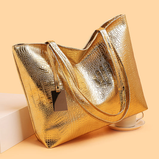 Sac fourre-tout en PU à motif crocodile rétro