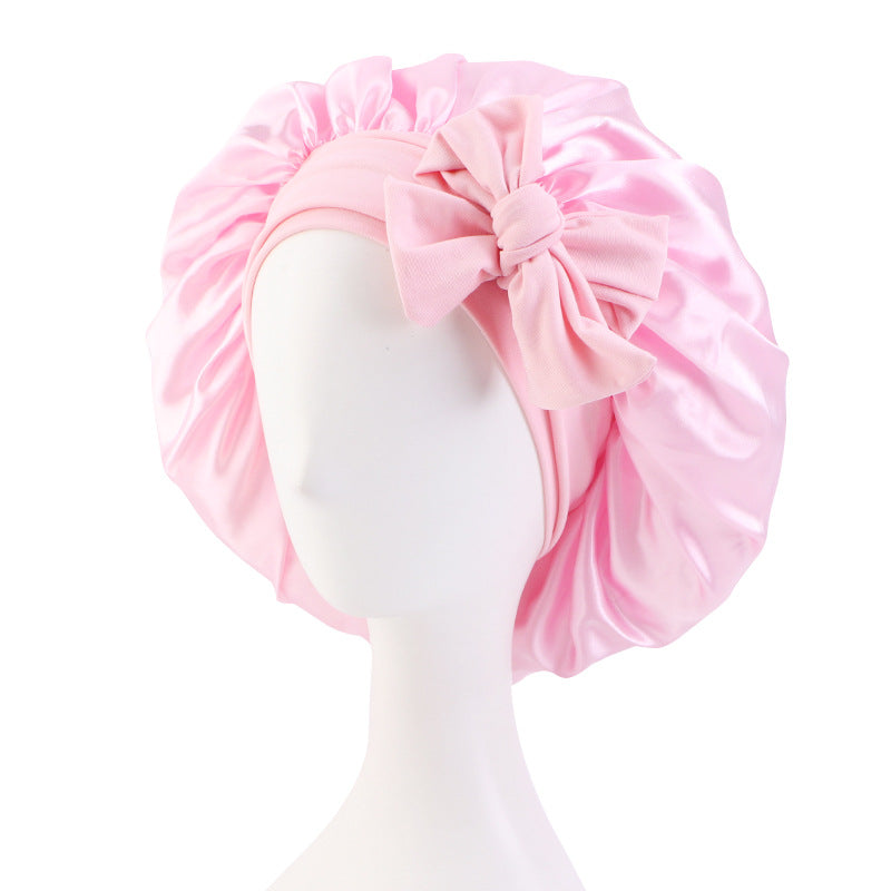 Bonnet de nuit en satin avec ruban élastique