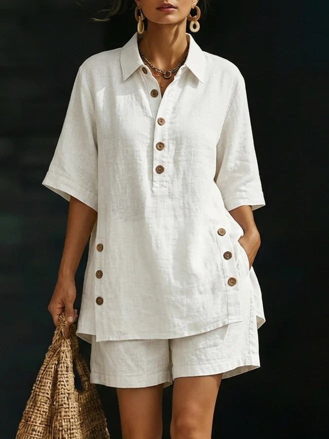 Ensemble chemise et short en lin pour femmes