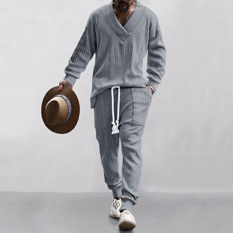 Costume décontracté pour hommes en maille jacquard